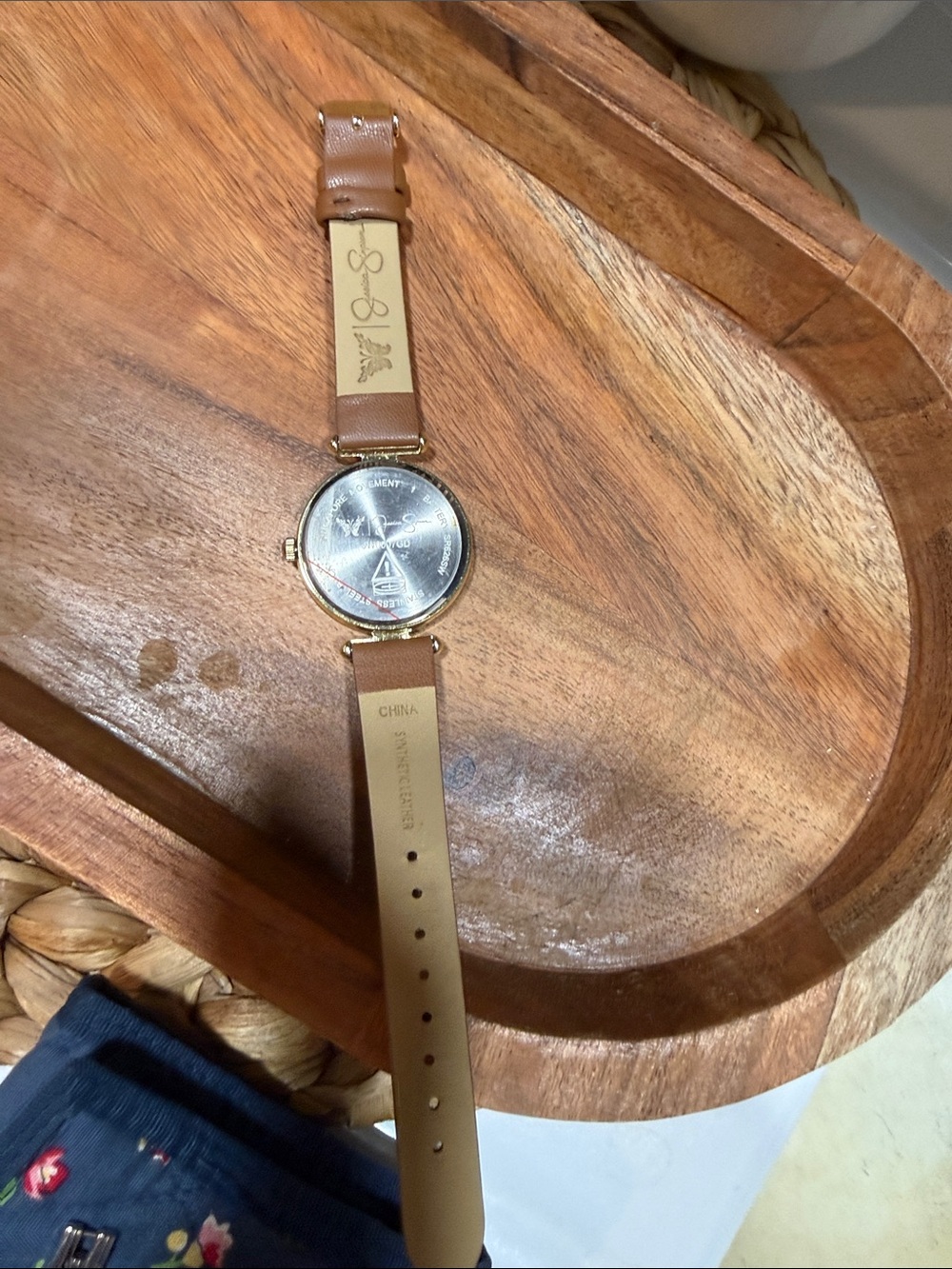 Jessica Simpson Gold-Tone Dial Brown Leather Strap Watch with Crystal Accents - Picture 4 of 9